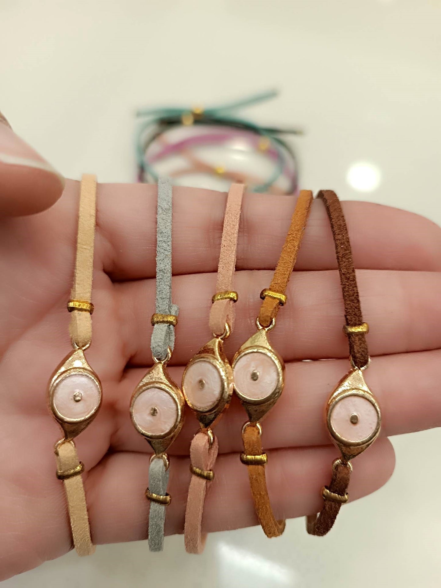 Bracelet - beige evil eye