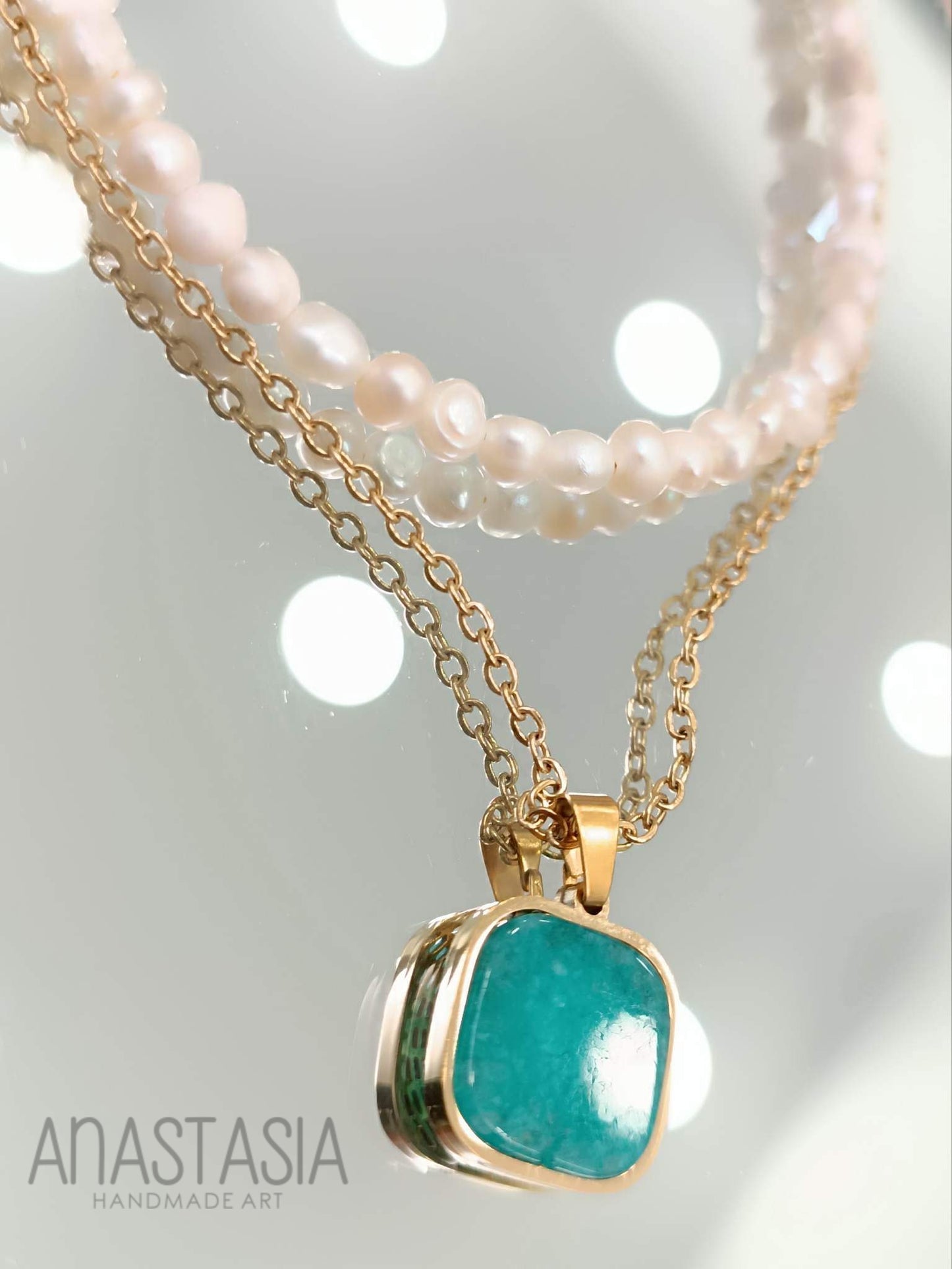 Necklace with green charm