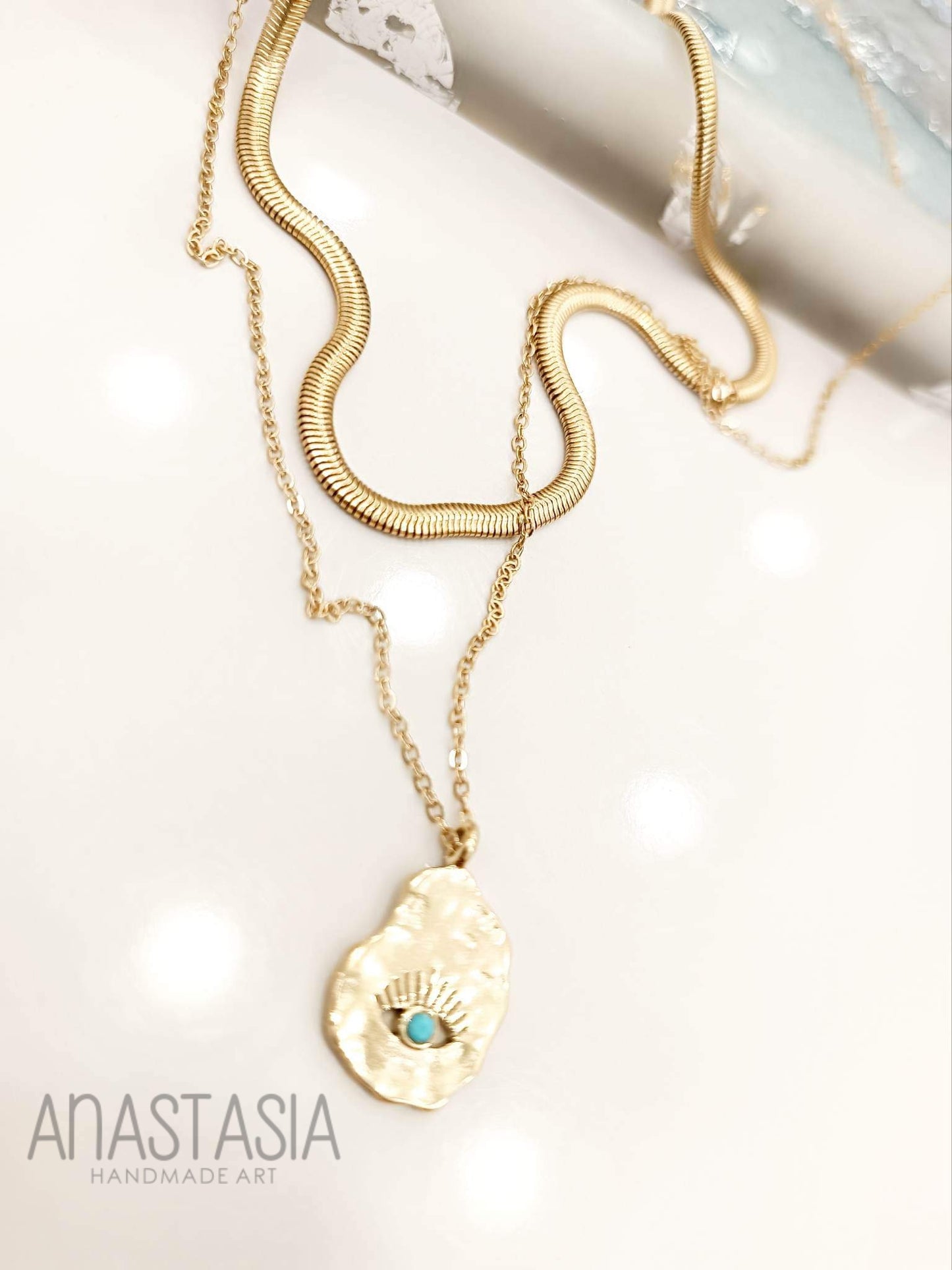 Necklace with evil eye charm