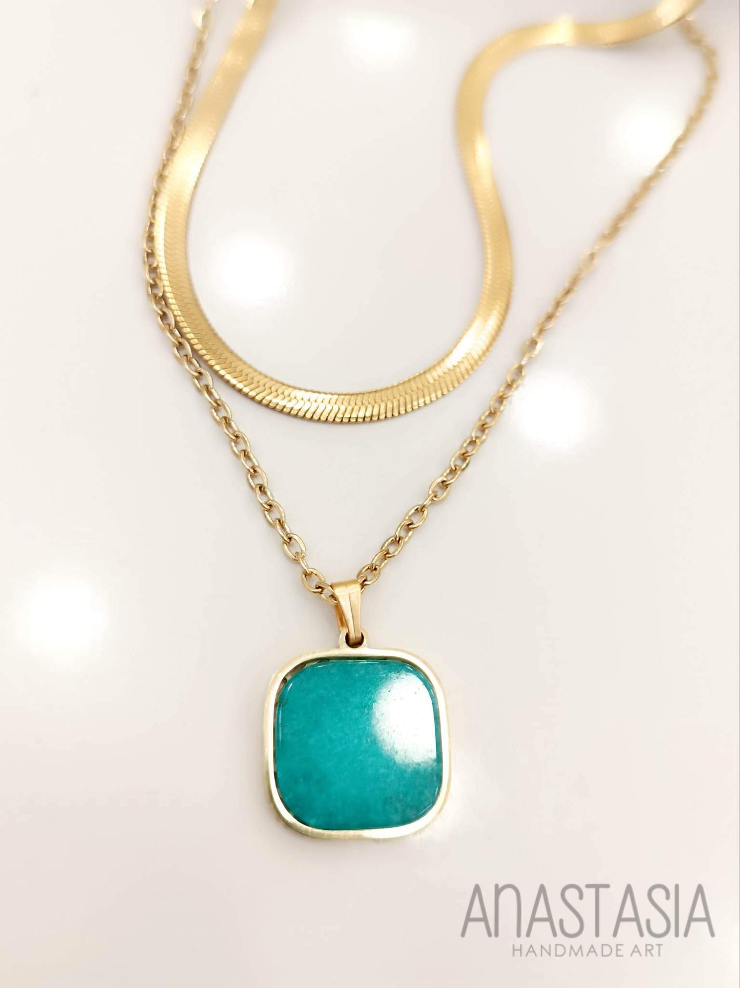 Necklace with green charm