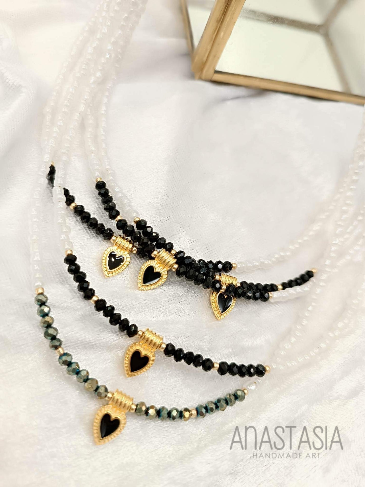 Necklace with beads and heart charm