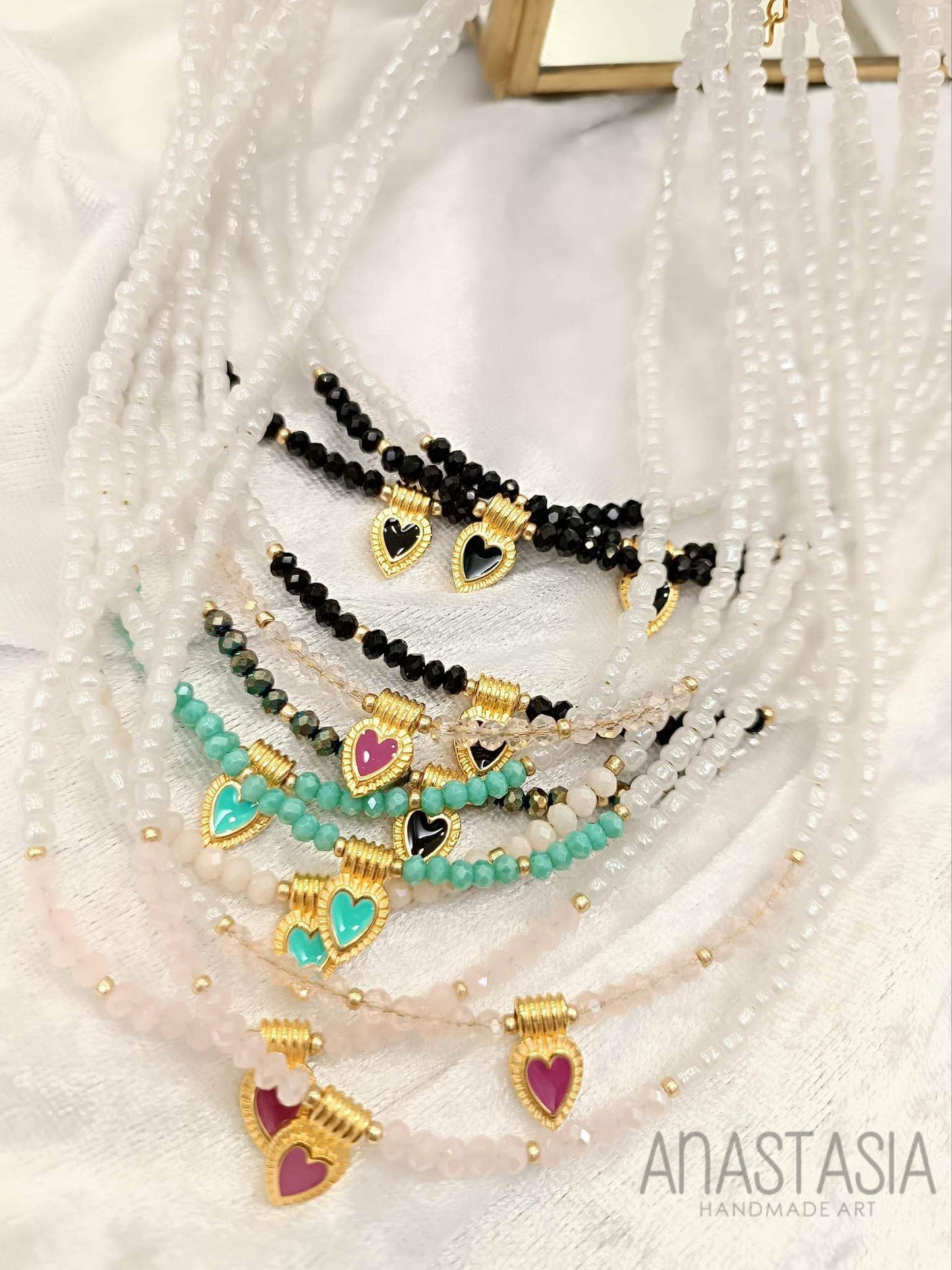 Necklace with beads and heart charm
