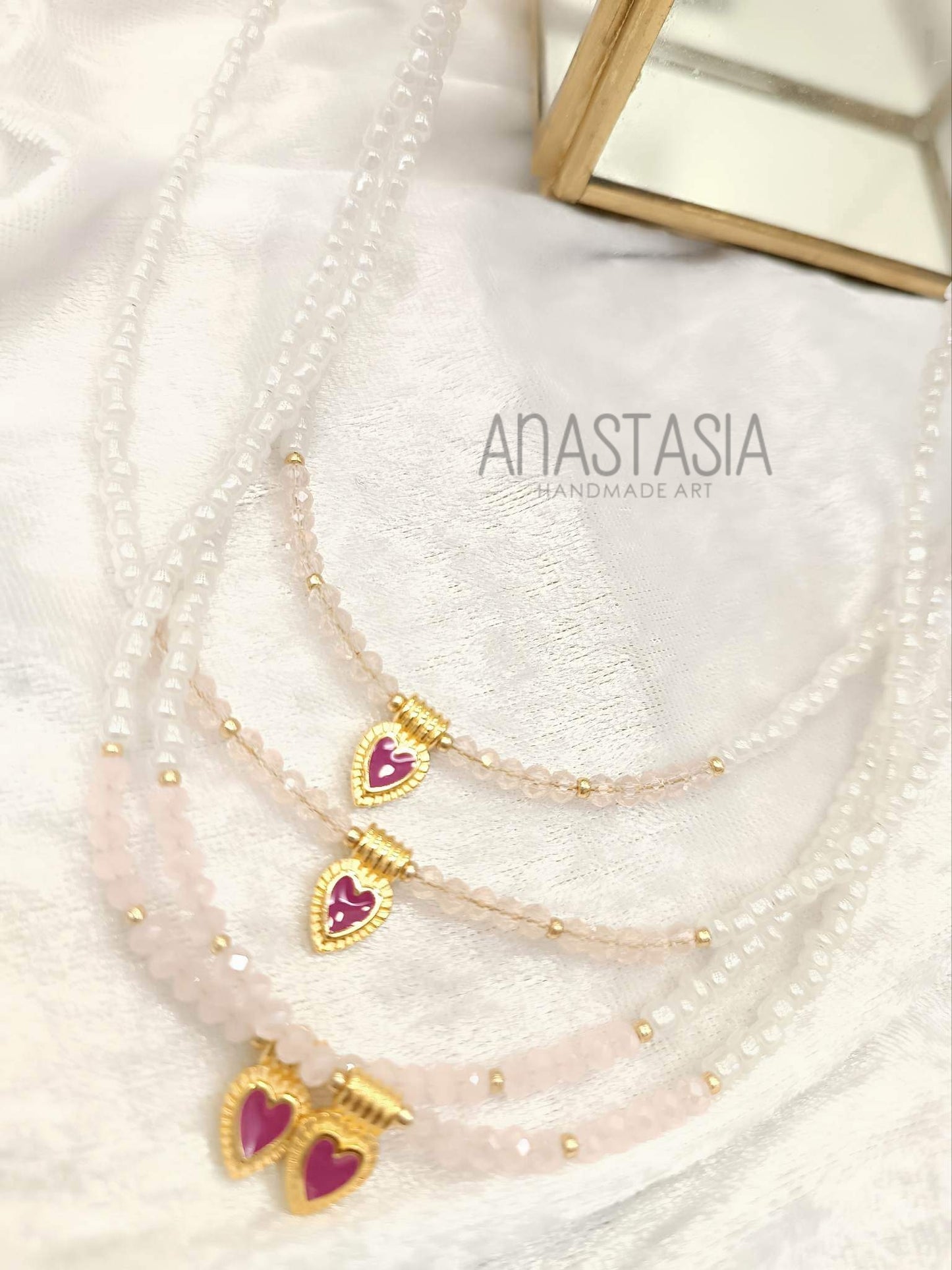 Necklace with beads and heart charm