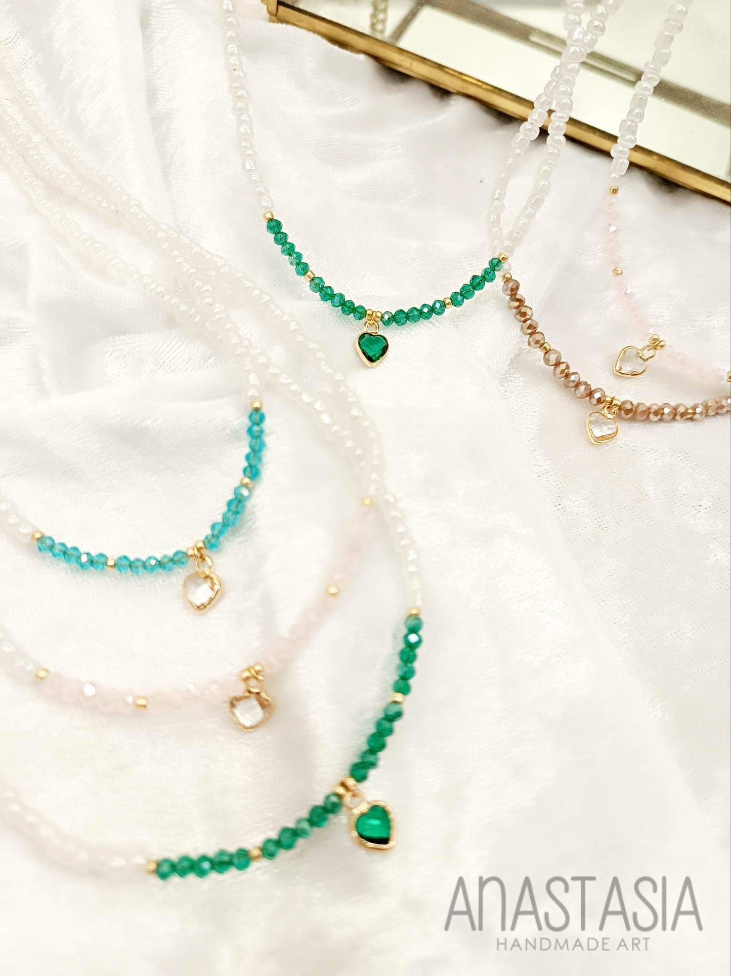 Necklace with beads and heart charm