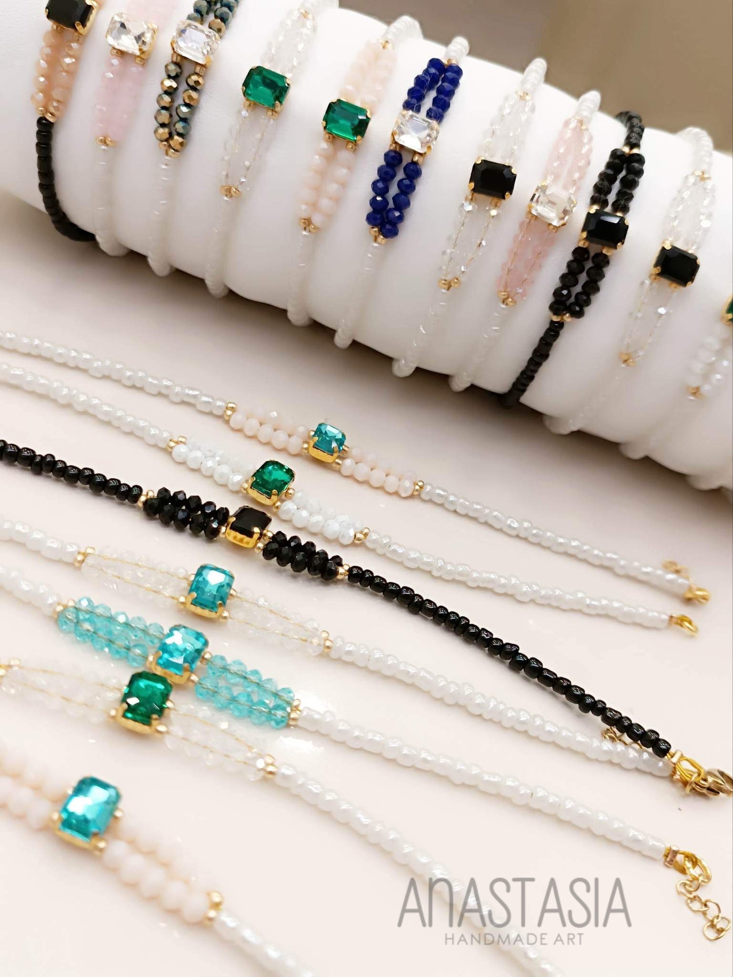 Bracelet with beads,crystals and stones