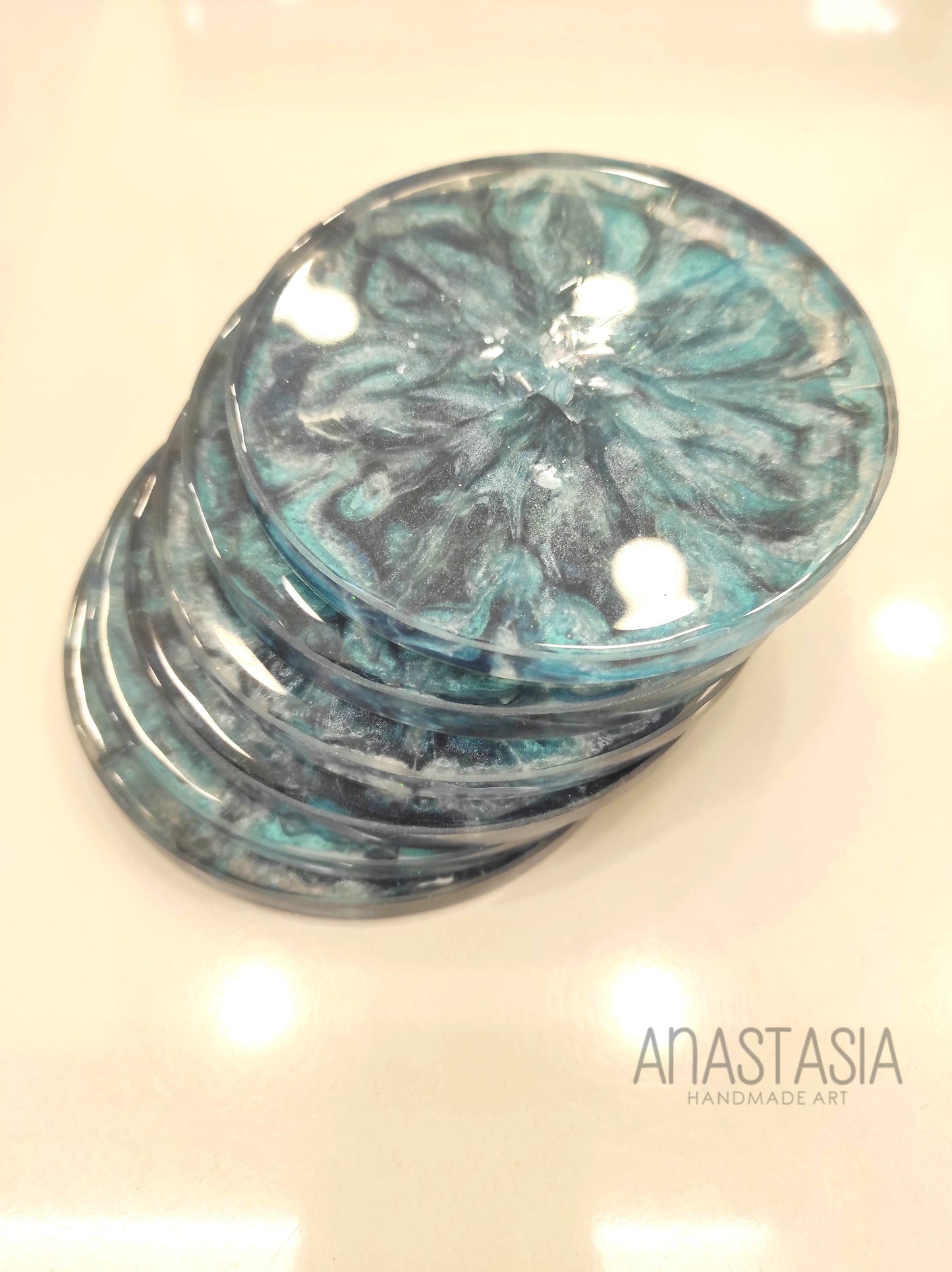 epoxy resin coasters 6 pcs