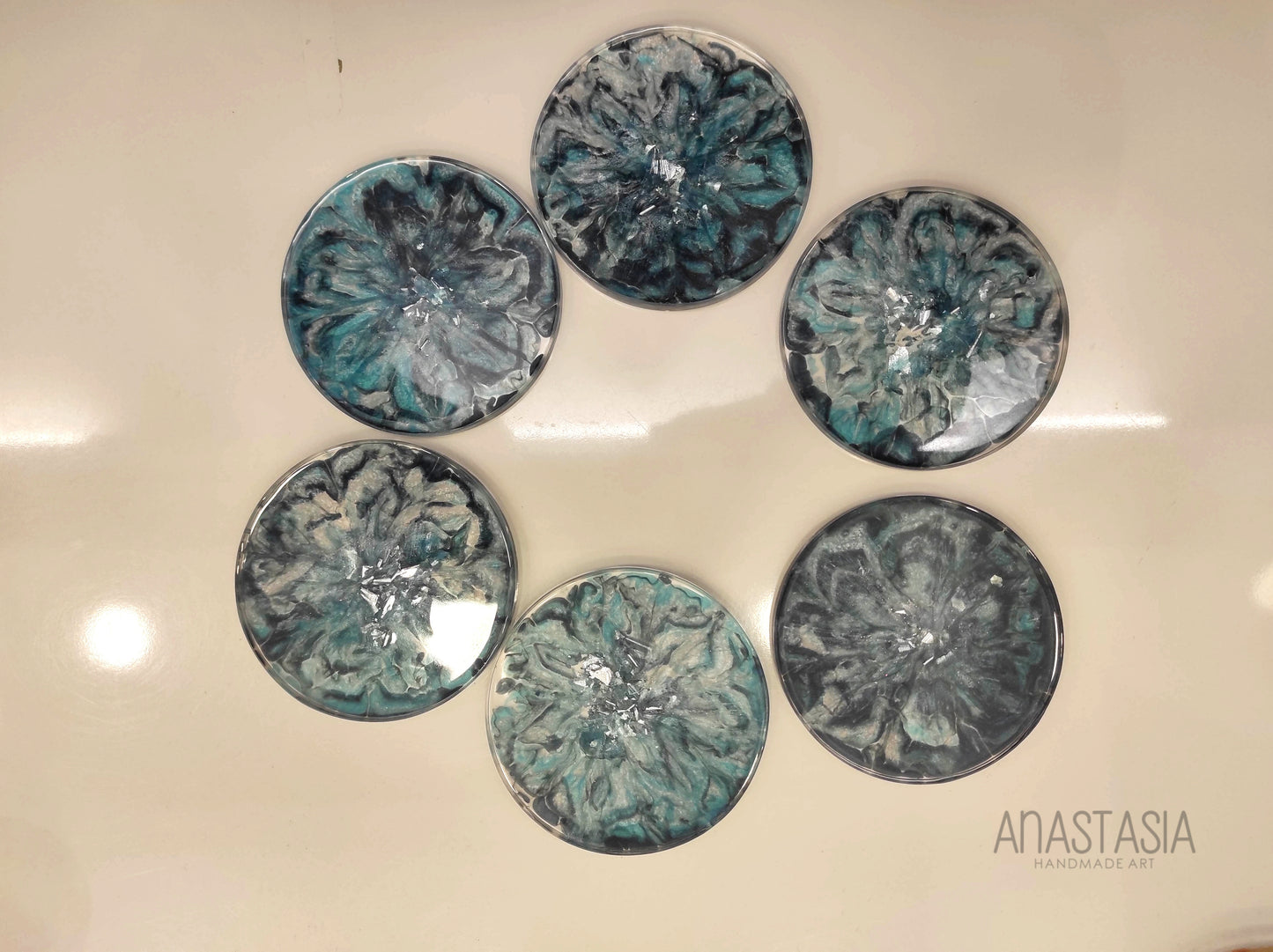epoxy resin coasters 6 pcs