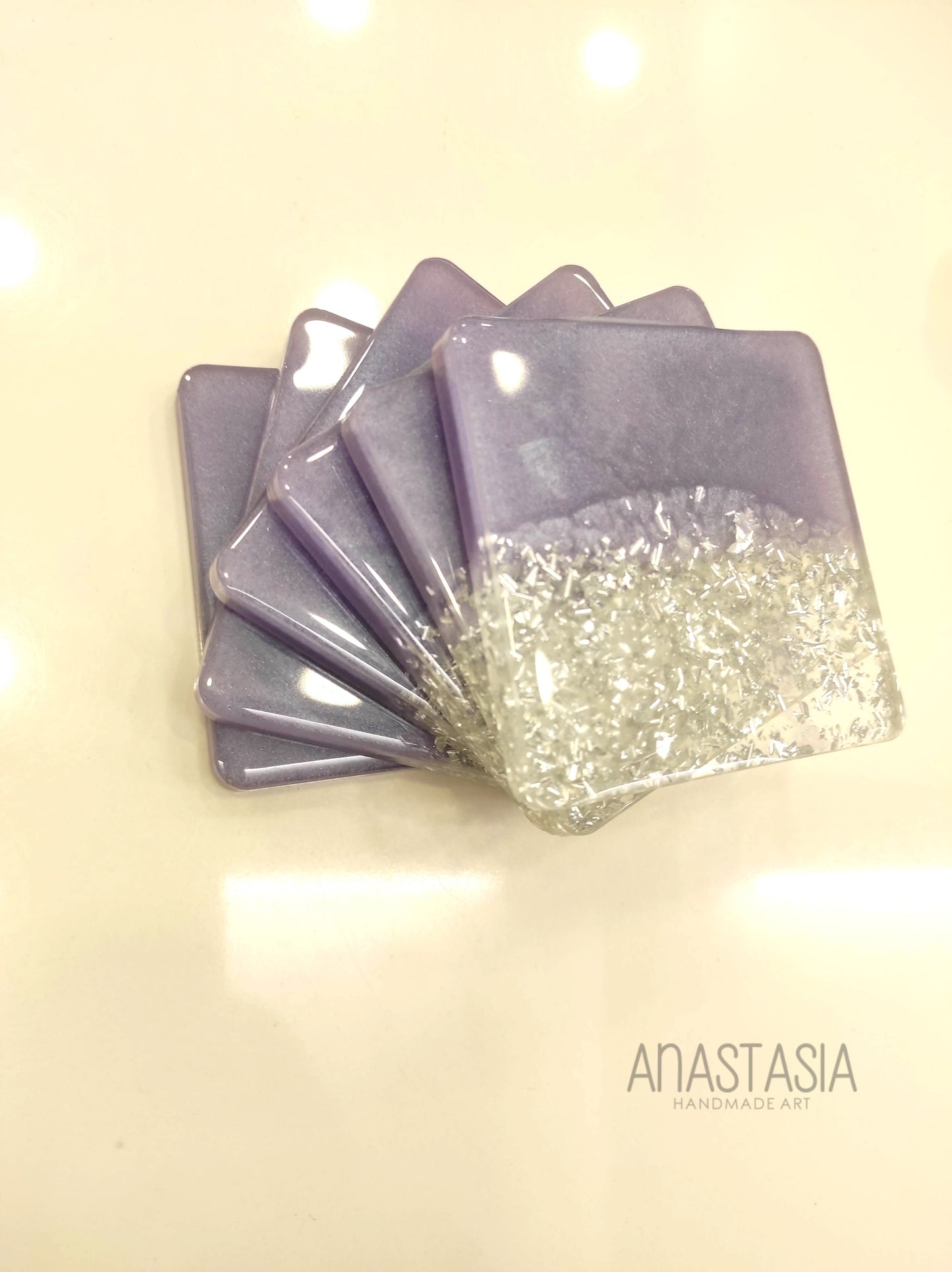 epoxy resin coasters 6 pcs