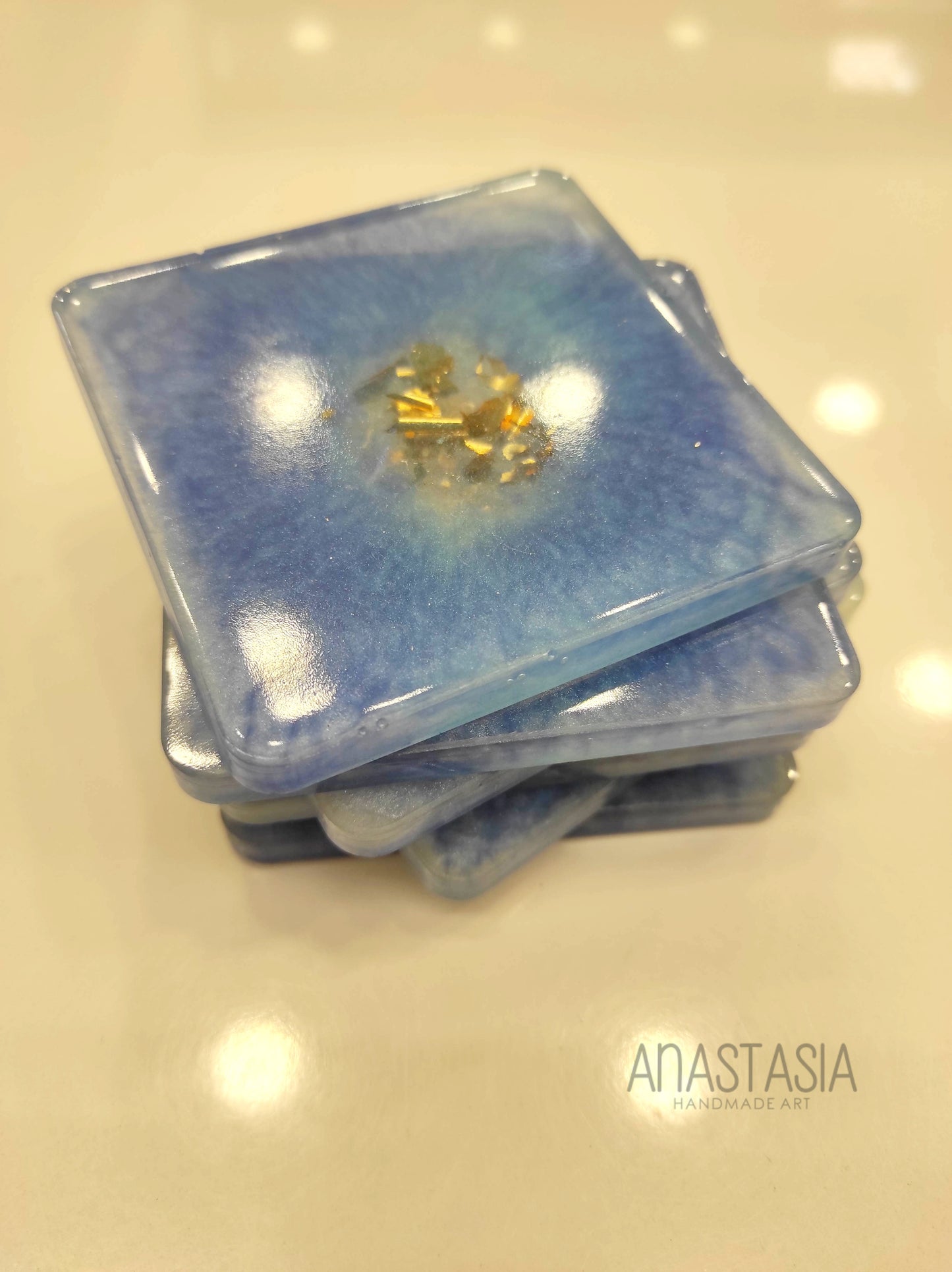 epoxy resin coasters 6 pcs