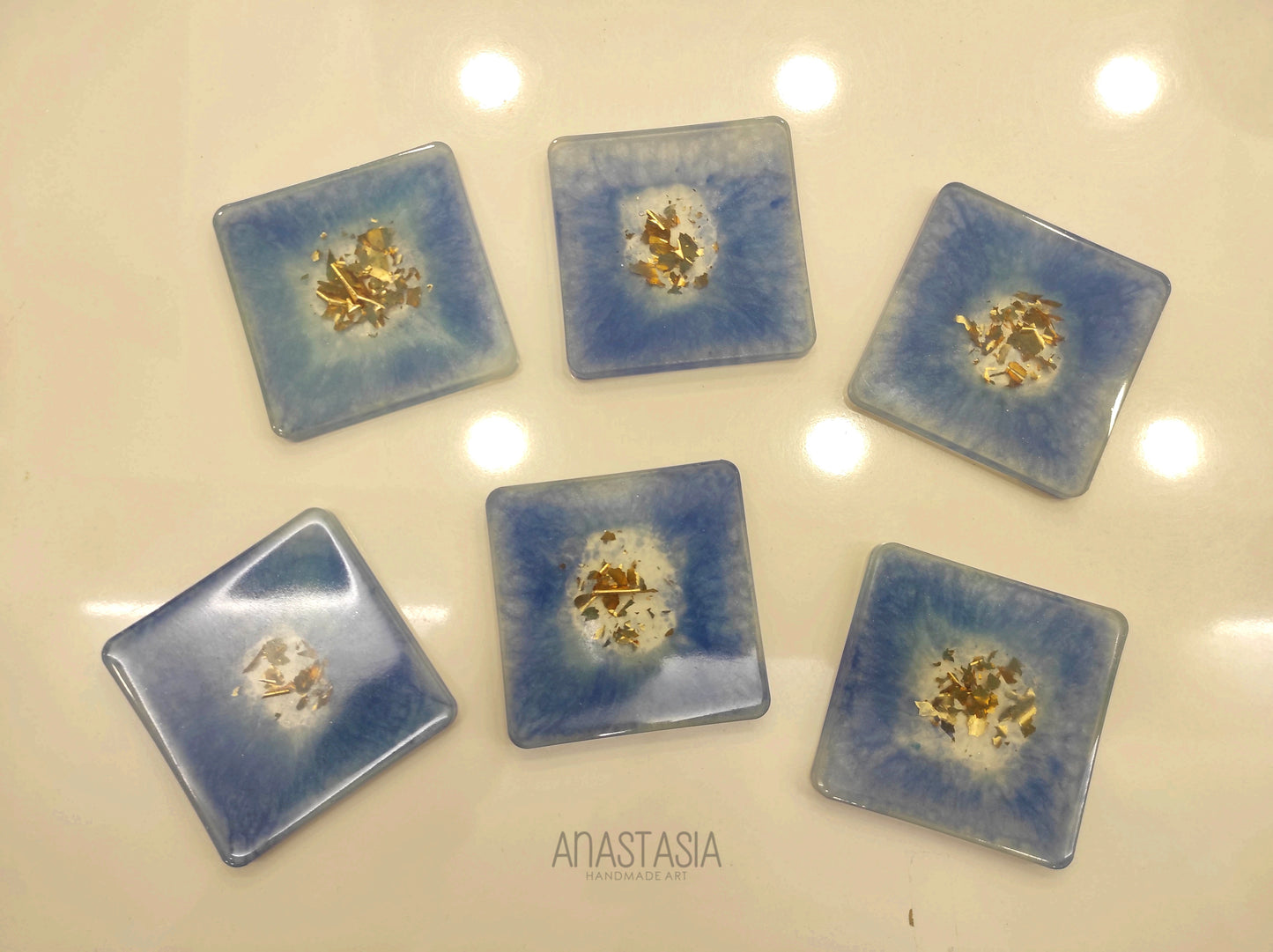 epoxy resin coasters 6 pcs