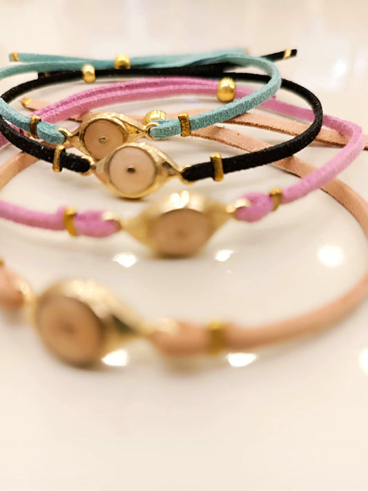 Bracelet - beige evil eye