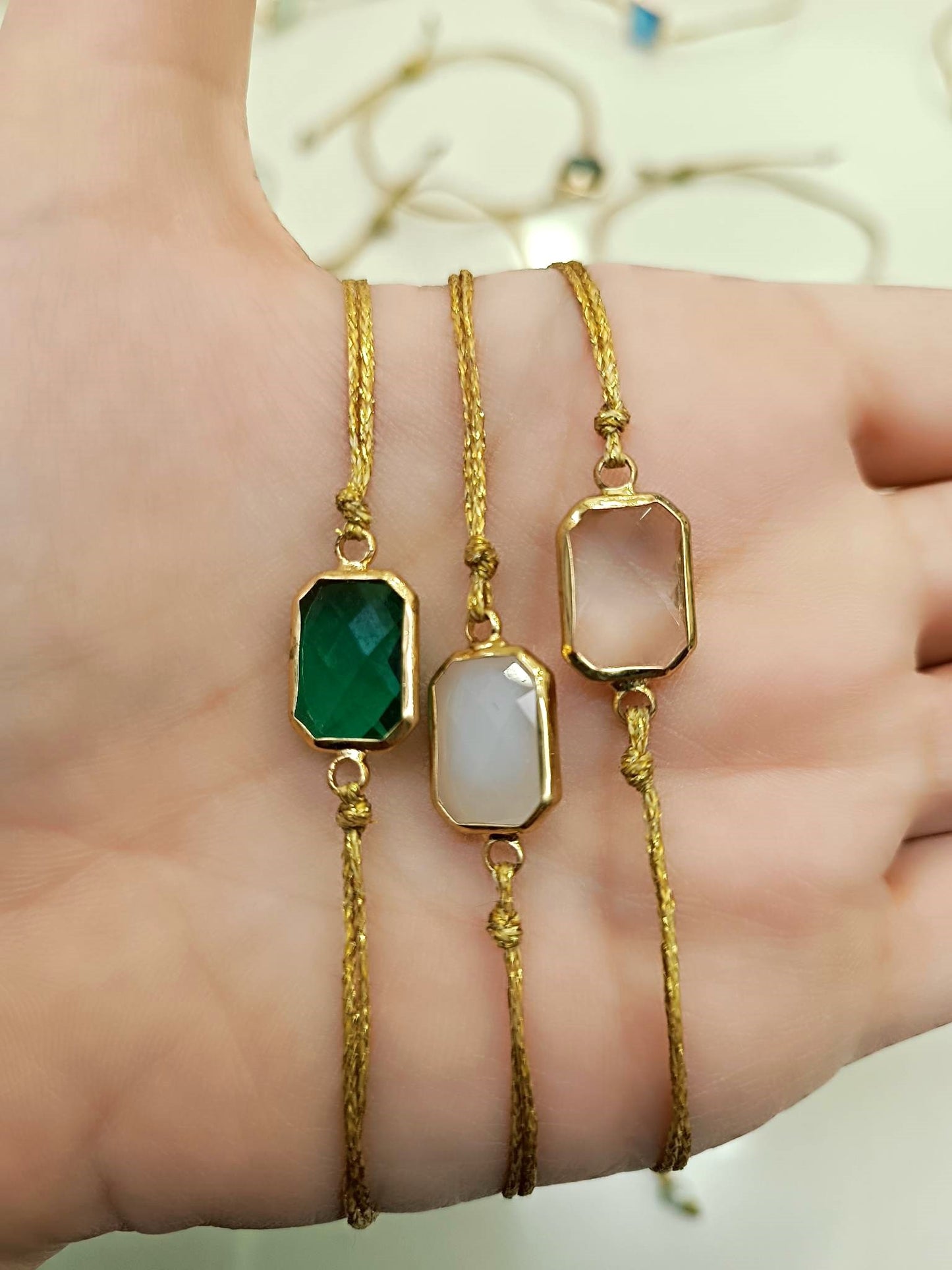 Bracelet with octagon glass