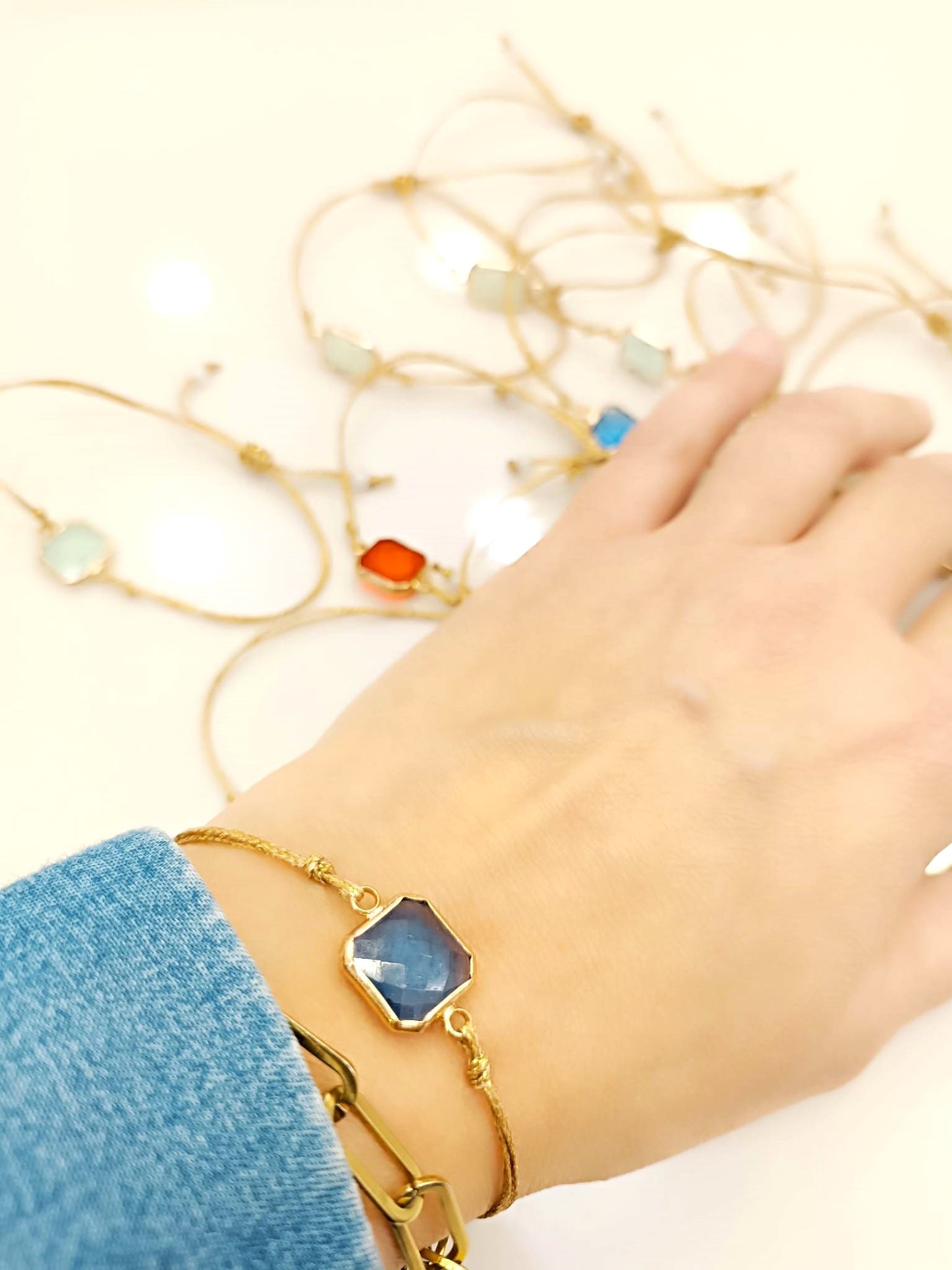 Bracelet with octagon glass