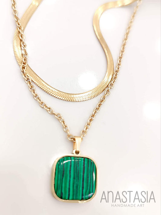 Necklace with green charm