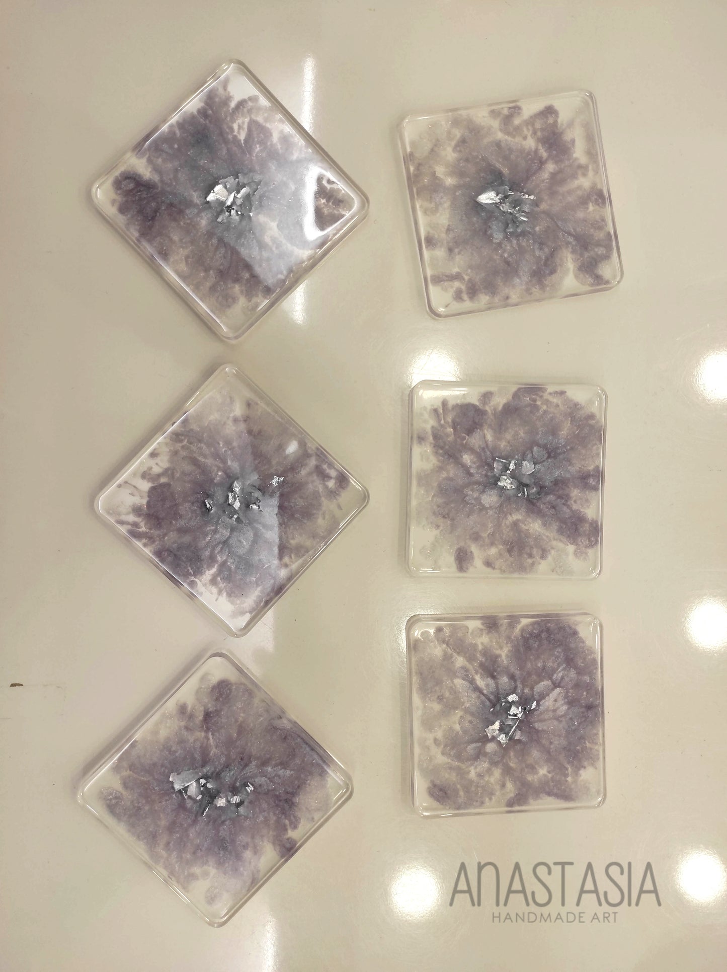 epoxy resin coasters 6 pcs